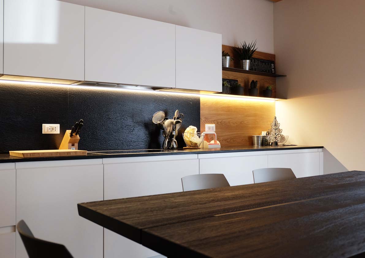 cucina moderna di design bianca e nera arrital